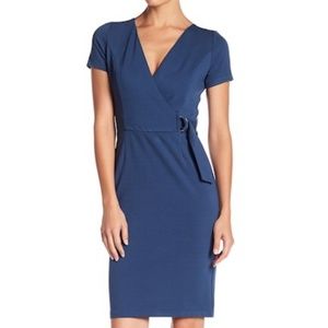 Love...Ady Ponte Blue Short Sleeve Wrap Dress, XS